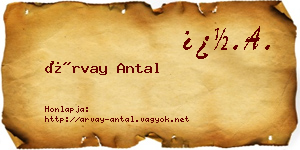 Árvay Antal névjegykártya